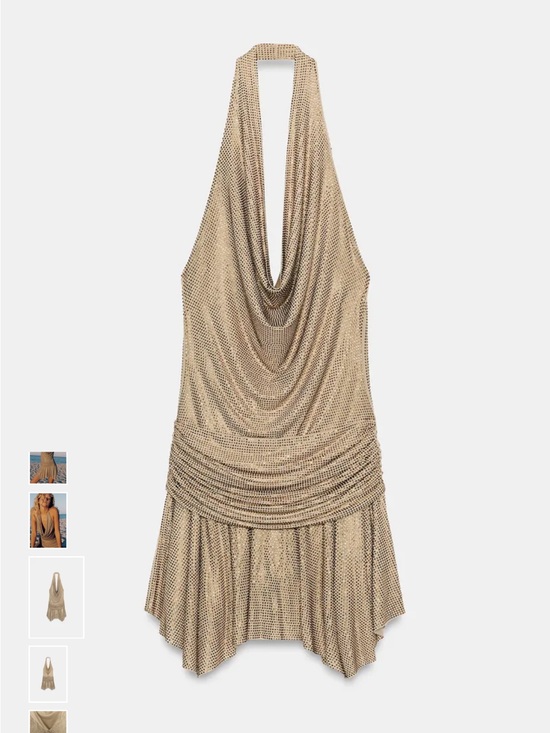 Zara Dresses & Skirts - Zara Gold Halter Mini Dress